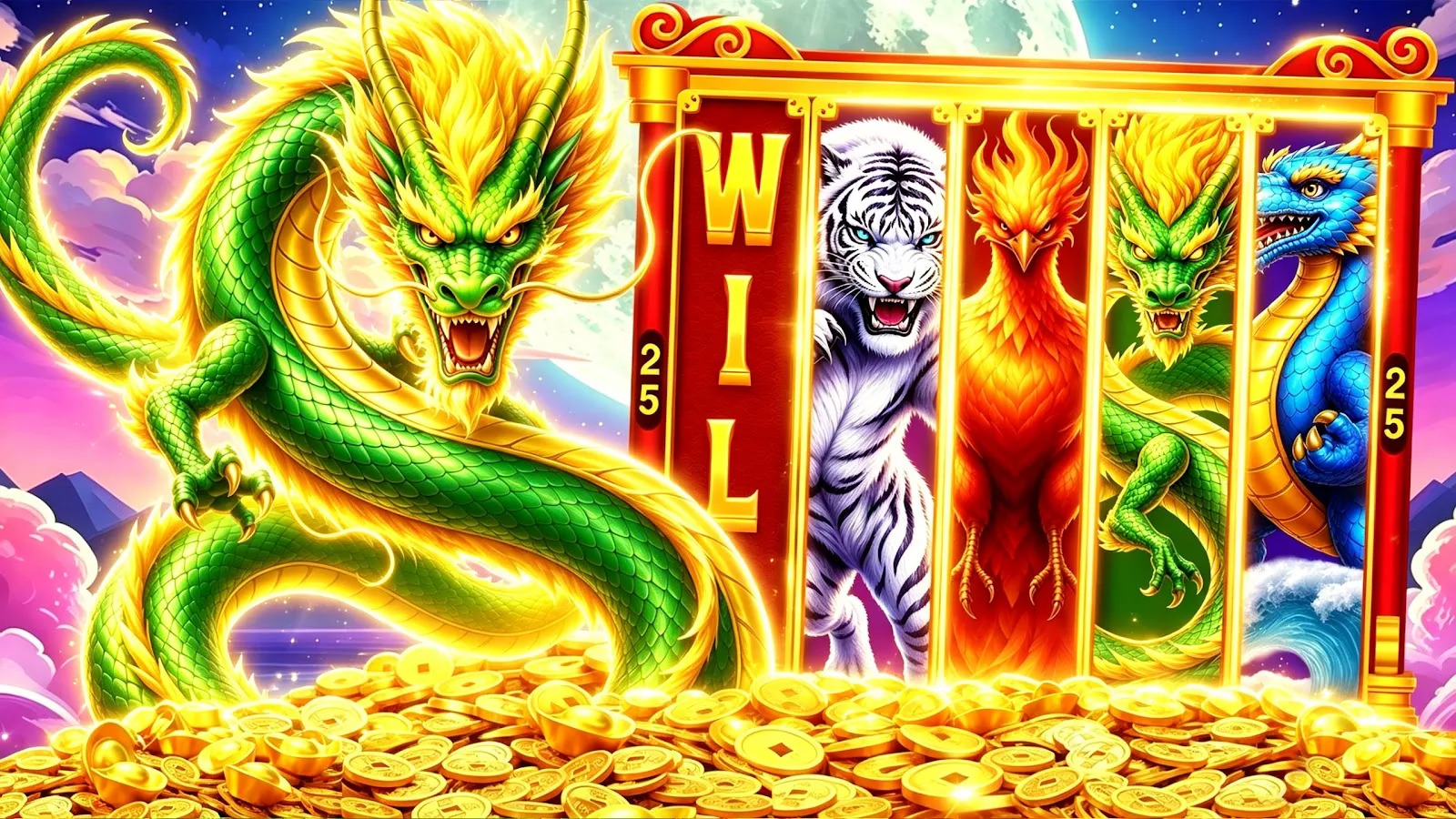 Wild reels with tiger, phoenix and dragons