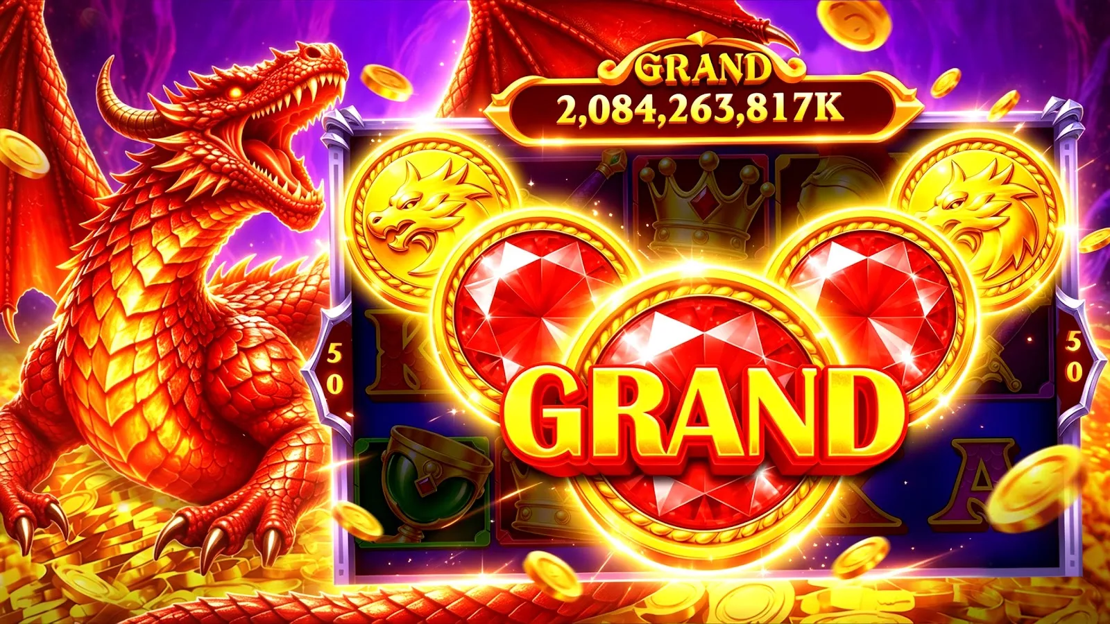 Ruby Grand win beside a red dragon