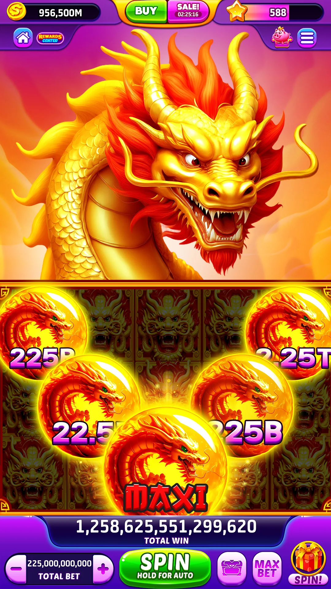 Golden dragon slot paying a Maxi win