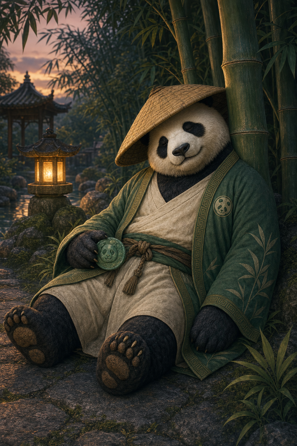 Panda mascot napping until the next daily bonus